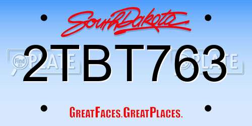 2TBT763 South Dakota License Plate