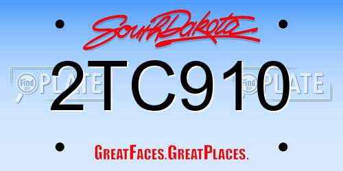 2TC910 South Dakota License Plate