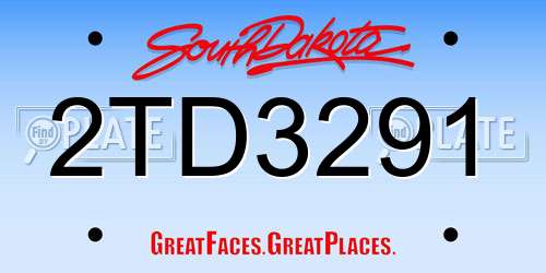 2TD3291 South Dakota License Plate