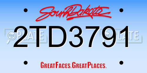 2TD3791 South Dakota License Plate