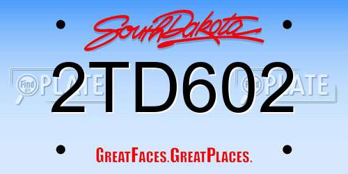 2TD602 South Dakota License Plate