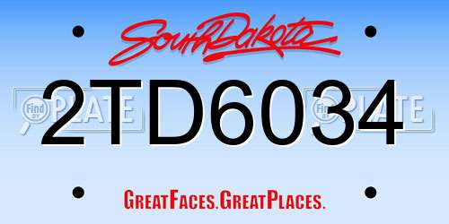 2TD6034 South Dakota License Plate