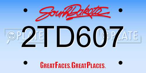 2TD607 South Dakota License Plate