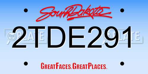 2TDE291 South Dakota License Plate