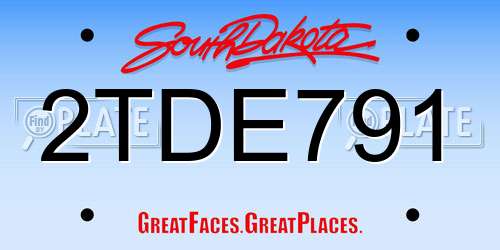 2TDE791 South Dakota License Plate