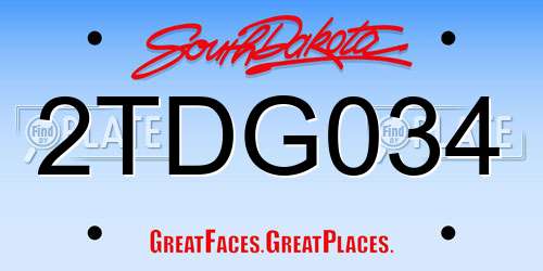 2TDG034 South Dakota License Plate