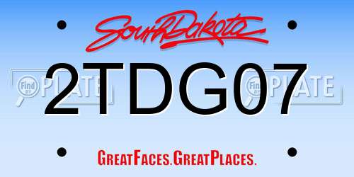 2TDG07 South Dakota License Plate