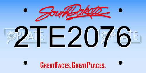 2TE2076 South Dakota License Plate