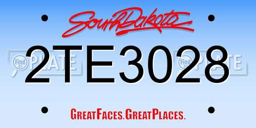 2TE3028 South Dakota License Plate