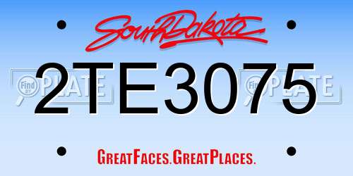 2TE3075 South Dakota License Plate