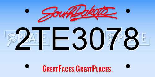 2TE3078 South Dakota License Plate