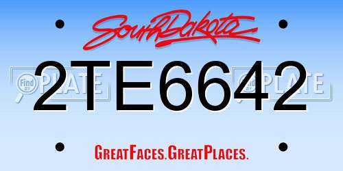 2TE6642 South Dakota License Plate