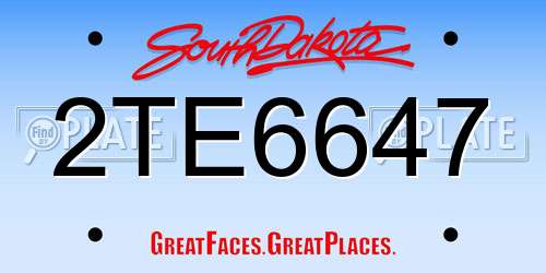 2TE6647 South Dakota License Plate