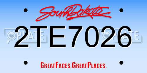 2TE7026 South Dakota License Plate