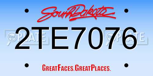 2TE7076 South Dakota License Plate