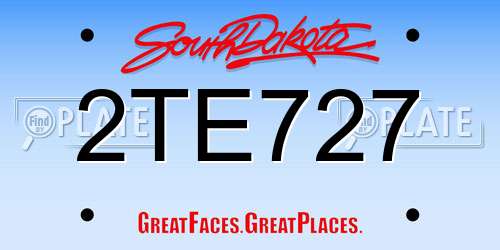 2TE727 South Dakota License Plate