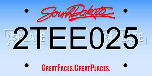 2TEE025 South Dakota License Plate