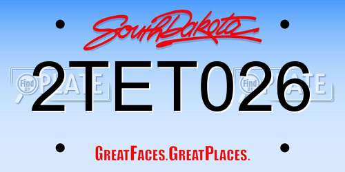 2TET026 South Dakota License Plate