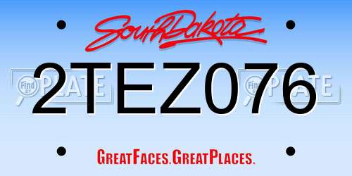 2TEZ076 South Dakota License Plate
