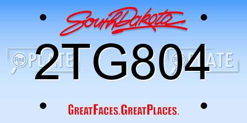 2TG804 South Dakota License Plate