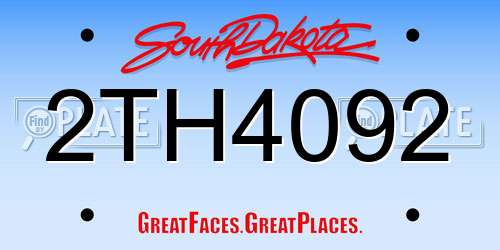 2TH4092 South Dakota License Plate