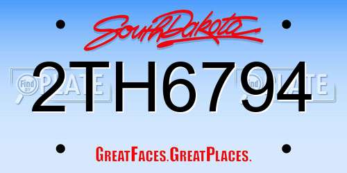 2TH6794 South Dakota License Plate