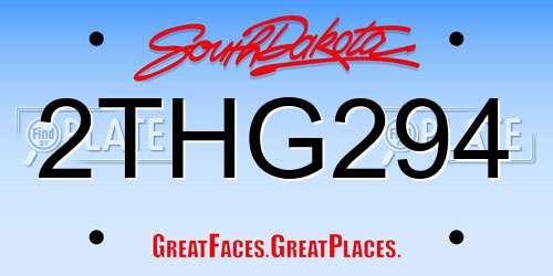 2THG294 South Dakota License Plate