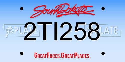 2TI258 South Dakota License Plate