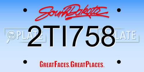 2TI758 South Dakota License Plate