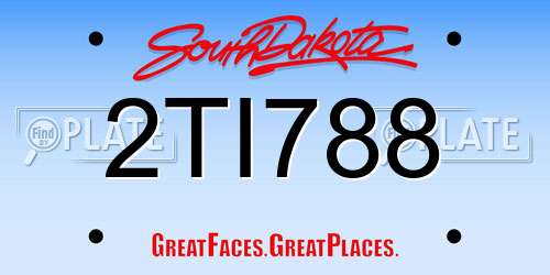 2TI788 South Dakota License Plate