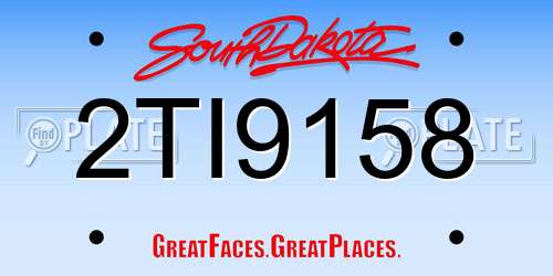 2TI9158 South Dakota License Plate