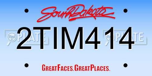 2TIM414 South Dakota License Plate
