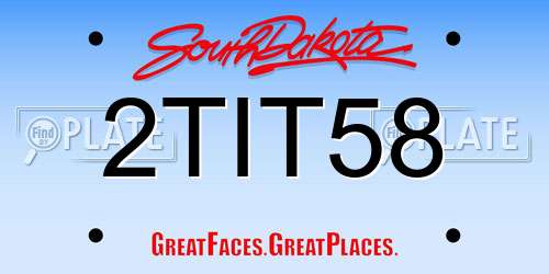2TIT58 South Dakota License Plate