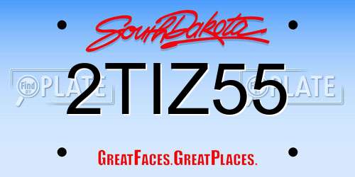 2TIZ55 South Dakota License Plate