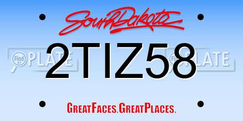2TIZ58 South Dakota License Plate