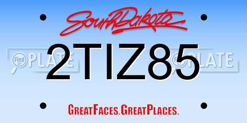 2TIZ85 South Dakota License Plate