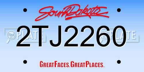 2TJ2260 South Dakota License Plate