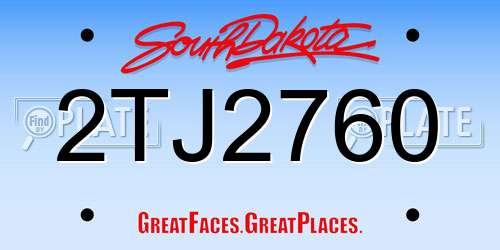 2TJ2760 South Dakota License Plate