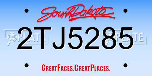 2TJ5285 South Dakota License Plate