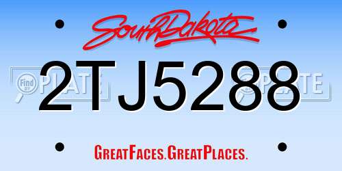 2TJ5288 South Dakota License Plate