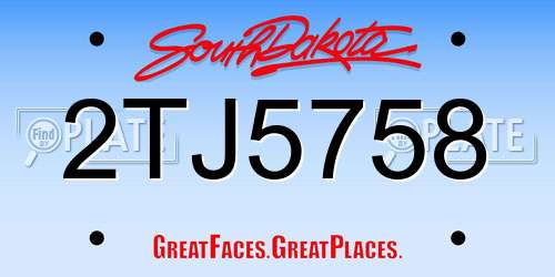 2TJ5758 South Dakota License Plate