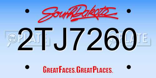 2TJ7260 South Dakota License Plate