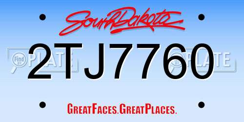2TJ7760 South Dakota License Plate
