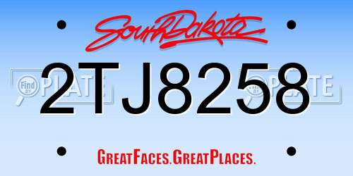 2TJ8258 South Dakota License Plate