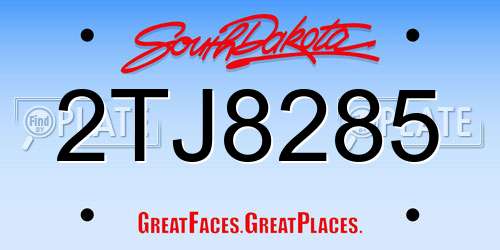 2TJ8285 South Dakota License Plate