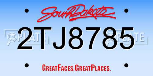 2TJ8785 South Dakota License Plate