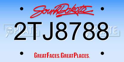 2TJ8788 South Dakota License Plate