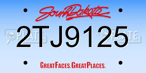 2TJ9125 South Dakota License Plate