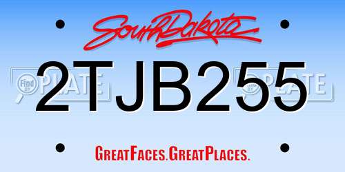 2TJB255 South Dakota License Plate