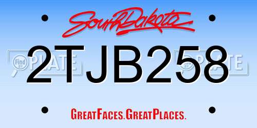 2TJB258 South Dakota License Plate